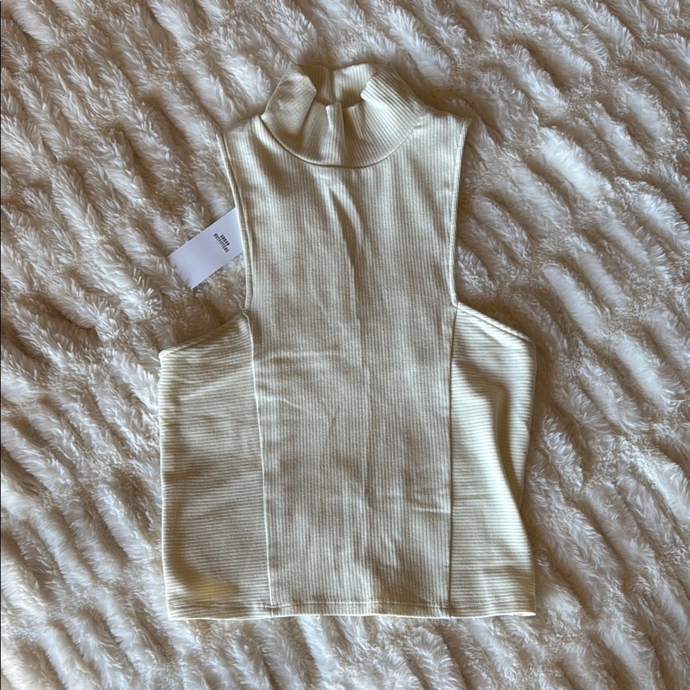 Urban Outfitters White Sleeveless Fitted Tank Top